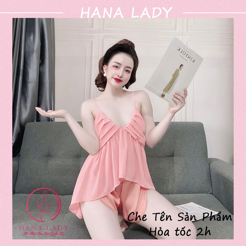 Bộ ngủ 2 dây nữ - Đồ mặc nhà lụa sexy gợi cảm VN478