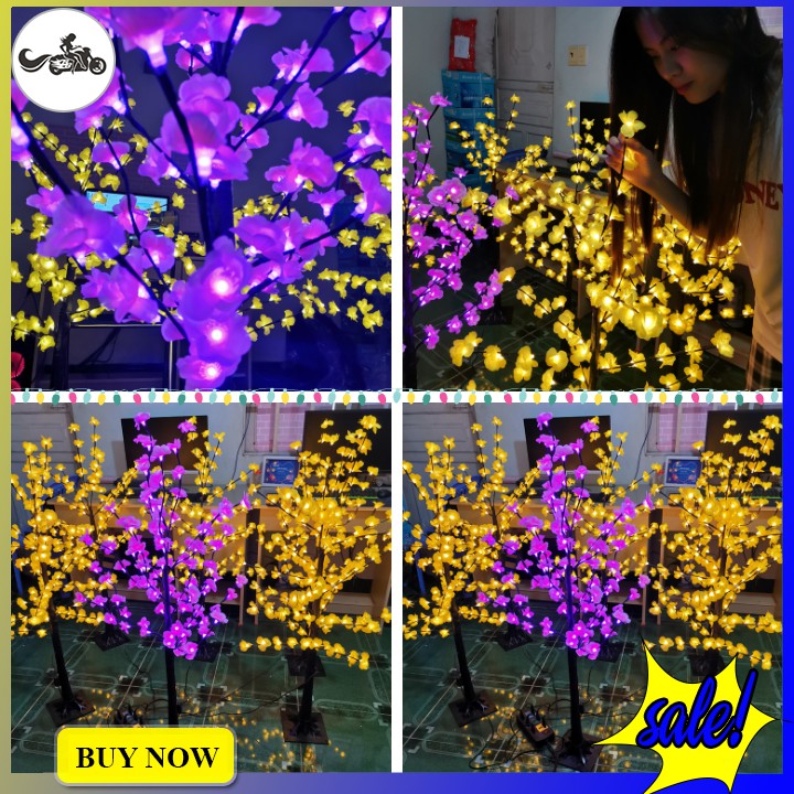 Cây mai vàng, hồng đào size 120cm hoa led  trang trí tết siêu đẹp