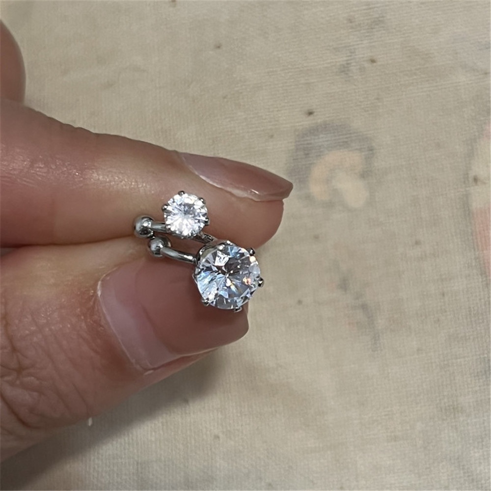 2 Khuyên Kẹp Vành Tai Bạc 925 Đính Đá Thời Trang