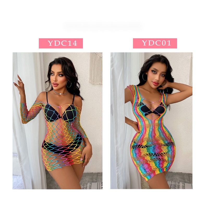 Bộ Đồ Bơi Một Mảnh Dạng Lưới Kẻ Sọc Nhiều Màu Co Giãn Cao Xuyên Thấu Gợi Cảm