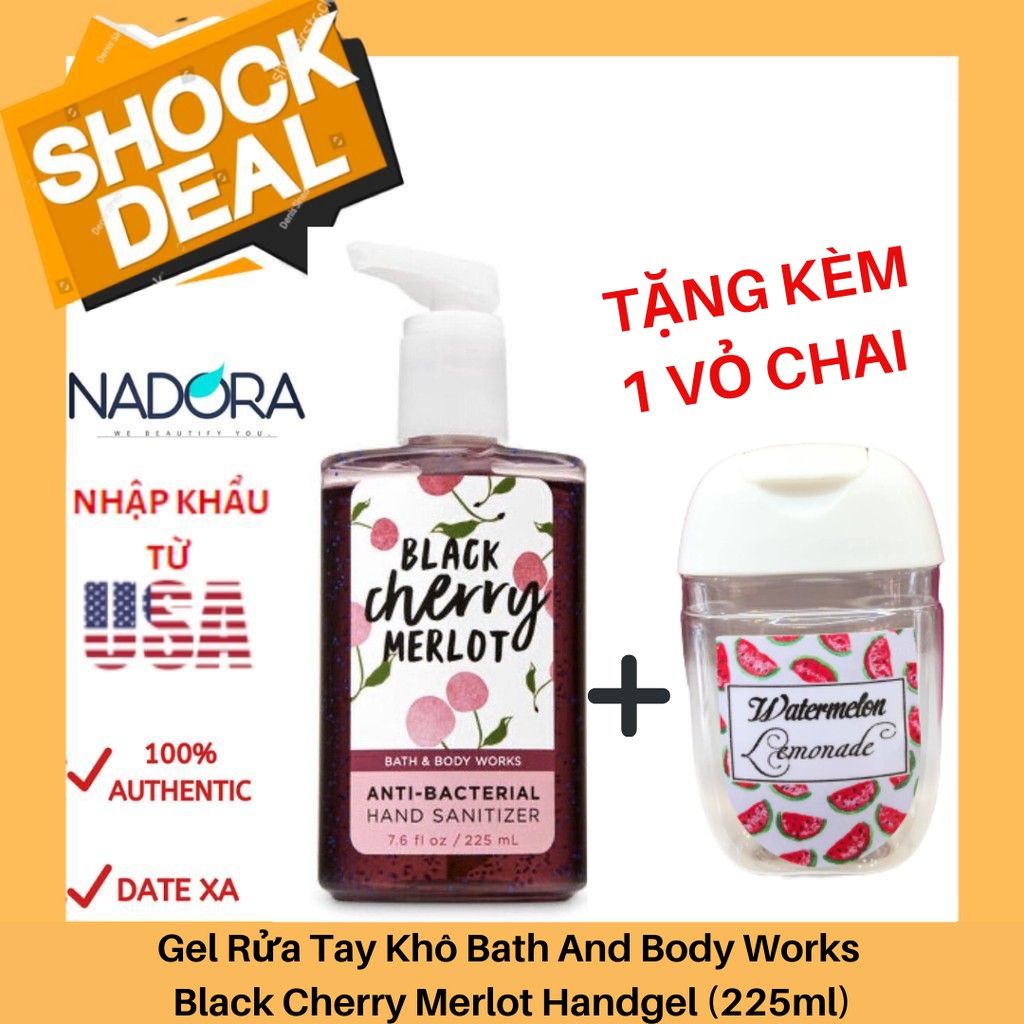 [TẶNG KÈM 1 VỎ CHAI 30ml] GEL RỬA TAY KHÔ BATH & BODY WORKS - BLACK CHERRY MERLOT (225ml)