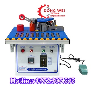 Máy dán cạnh gỗ mini DW550 đa chức năng dán cong, thẳng, vát 45, tự cắt chỉ khi hết ván