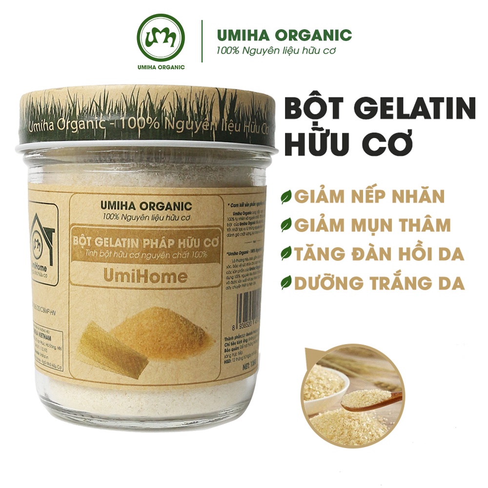 Bột đắp mặt nạ Gelatin nguyên chất UMIHOME hữu cơ 135G dùng dưỡng da trắng mịn, hỗ trợ mờ thâm mụn