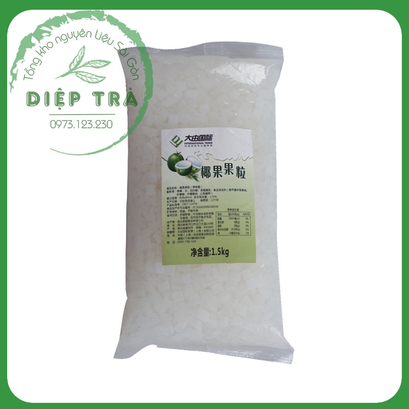 Thạch Dừa Daidu Đài Loan Gói 1.5kg - Dòng THẠCH GIÒN SẦN SẬT, rất hợp trà hoa quả/trà sữa