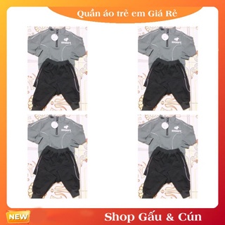 Bộ quần áo cho bé trai chất nỉ da cá dày dặn, áo chui đầu cổ 3p có khóa, ngực tá in hình chó noopy, viền bo gấu 10-21kg