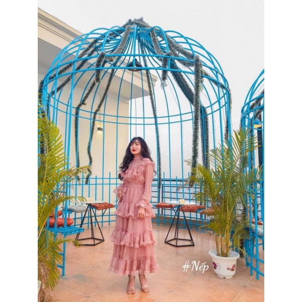 Váy maxi tơ bèo tầng