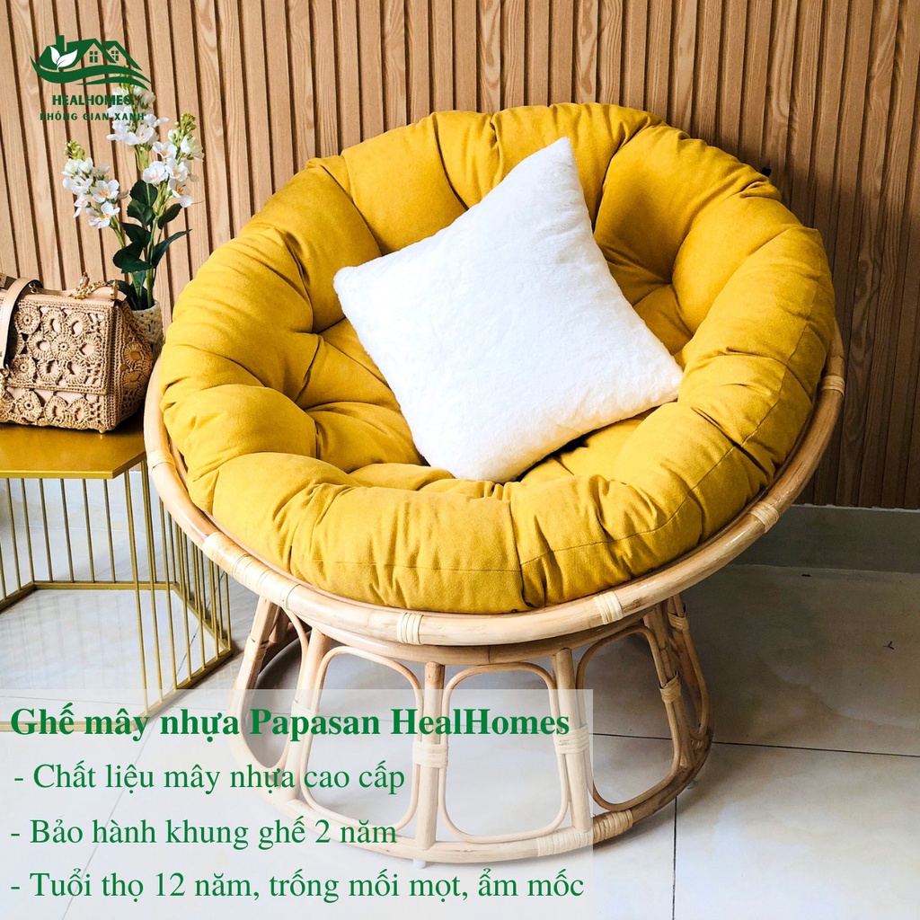 Ghế lười thư giãn Papasan 1m2 mây nhựa phòng ngủ cho bé, decor ban công nằm thư giãn, trang trí phòng khách / HealHomes