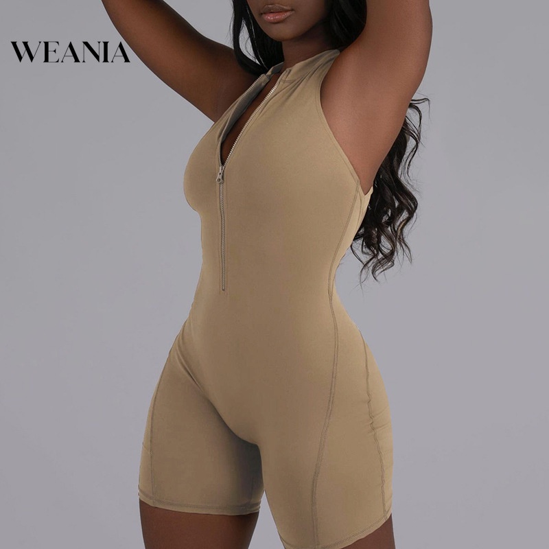 Áo liền quần Thể Thao Sát Nách Ôm Dáng Phối Khóa Kéo Hở Lưng Quyến Rũ Cho Nữ