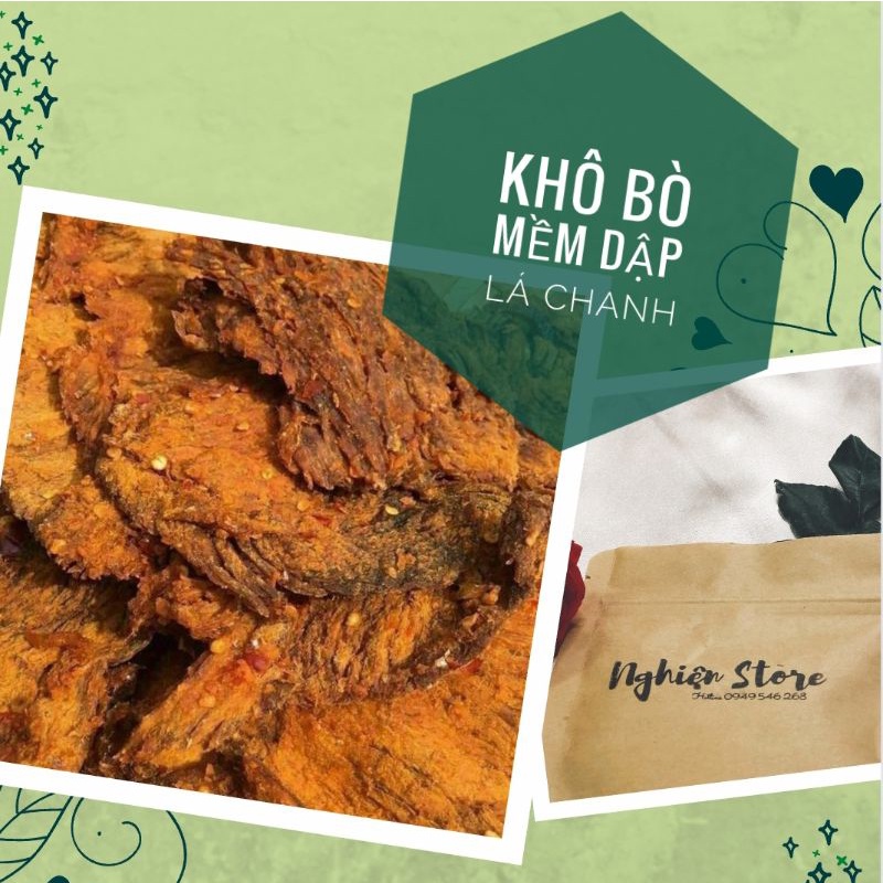 Khô bò miếng mềm dập lá chanh 300gr