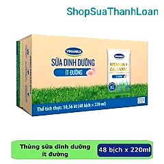 [HSD T8-2022] Thùng 48 Bịch Sữa Dinh Dưỡng VINAMILK ÍT ĐƯỜNG - 220ML