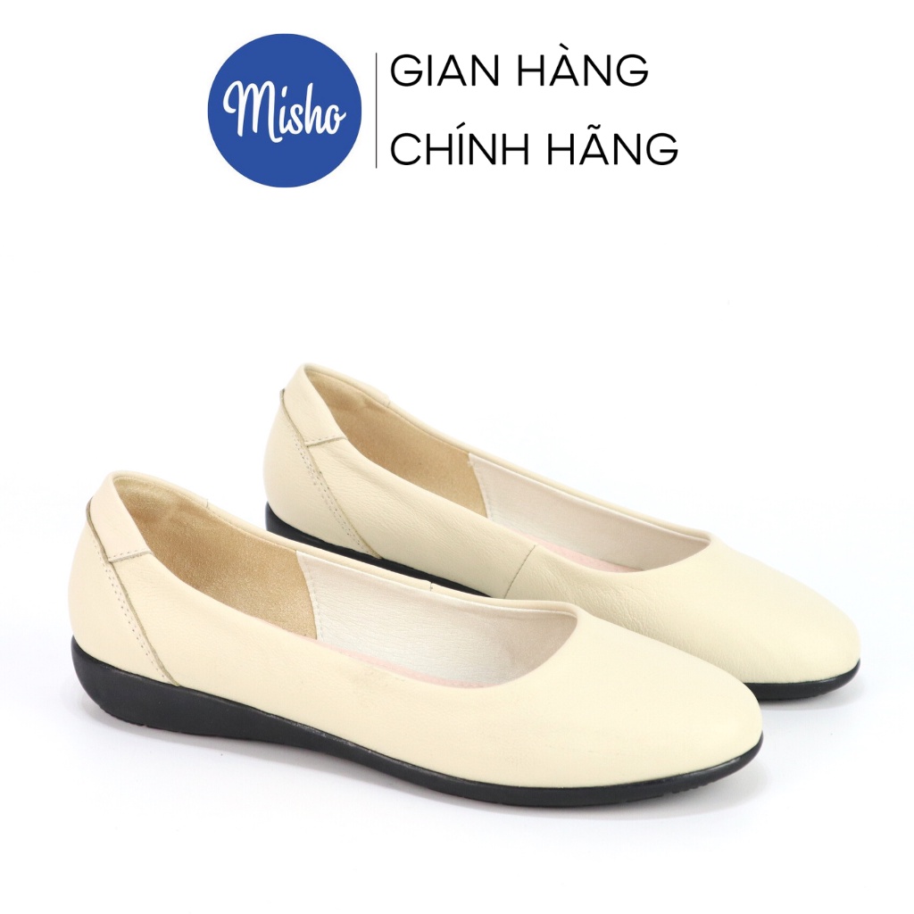 Giày búp bê đế xuồng 2cm da bò êm chân mang đi làm đi dạo Misho 1096