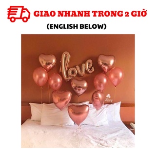 Bộ bong bóng trang trí hình trái tim màu Rosegold snnl67