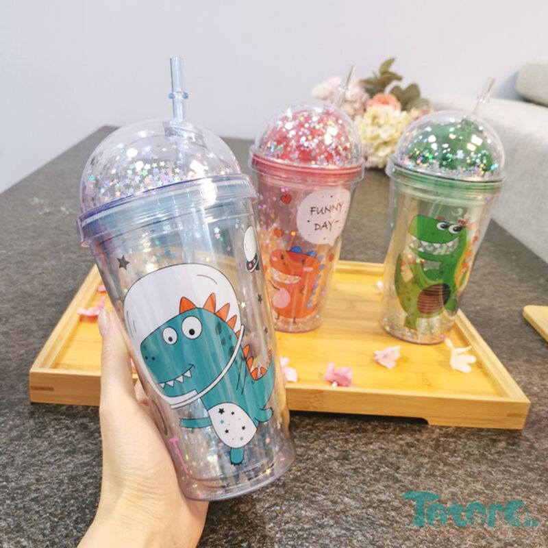 COMBO 2 LY GIỮ NHIỆT NHŨ KIM TUYẾN HÌNH KHỦNG LONG CHUỘT KITTY DOREMON HOT TREND 2022 SIÊU XINH