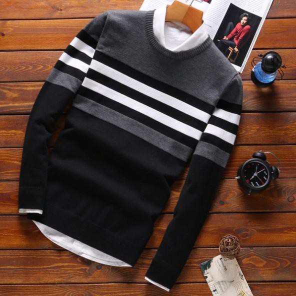 Áo Sweater Dệt Kim Cổ Khóa Kéo Thời Trang Cho Nam D2364