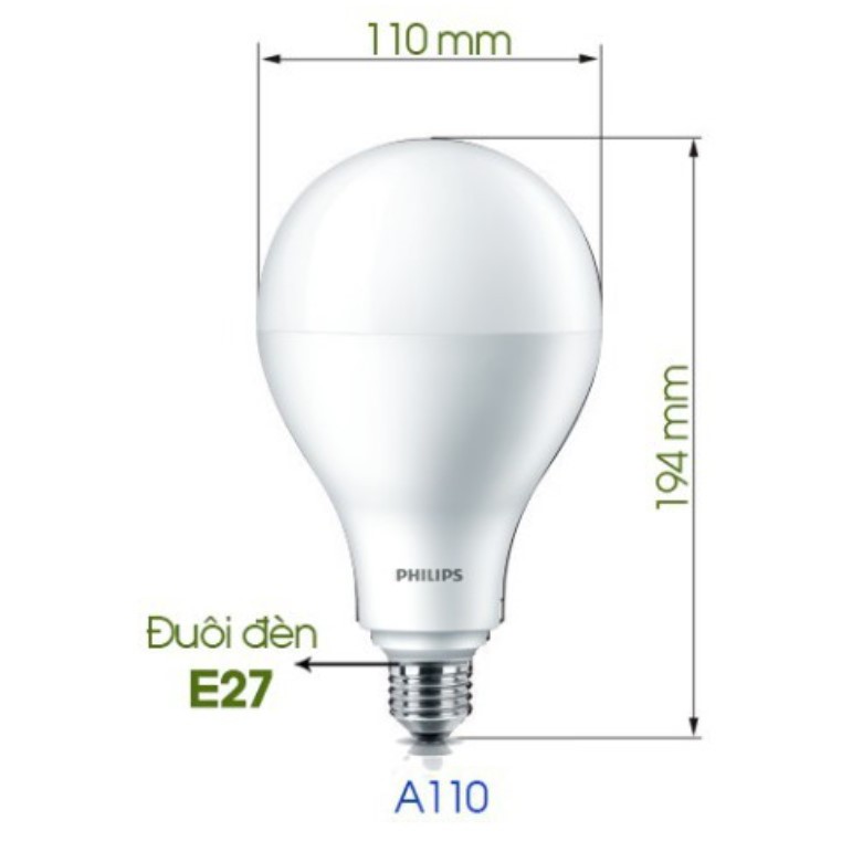 Bóng đèn PHILIPS LED Bulb 27-200W A110 E27 -ÁNH SÁNG TRẮNG - [HÀNG CHÍNH HÃNG] - Hiệu suất phát quang cao, ánh sáng mạnh