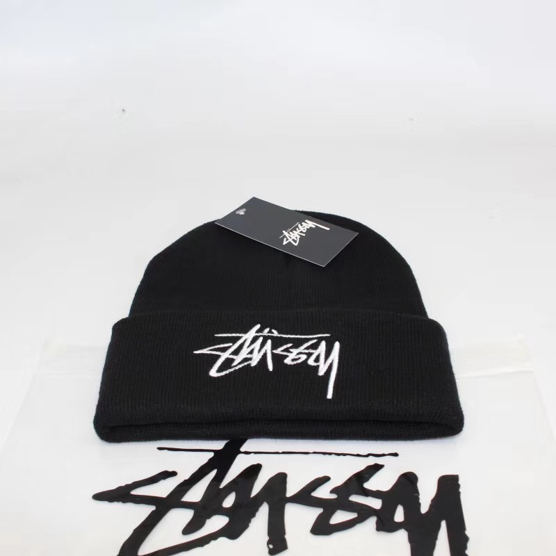 Mũ beanie họa tiết chữ Stussy thời trang thu đông sành điệu cá tính