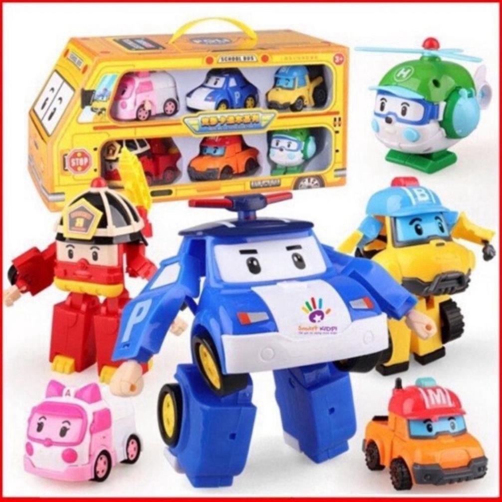 Poli ❤️ Robocar Poli ❤️ Hộp Đồ Chơi Robocar Poli Robot Biến Hình Siêu Xe Robot 6 Trong 1 Cao Cấp Dành Cho Bé