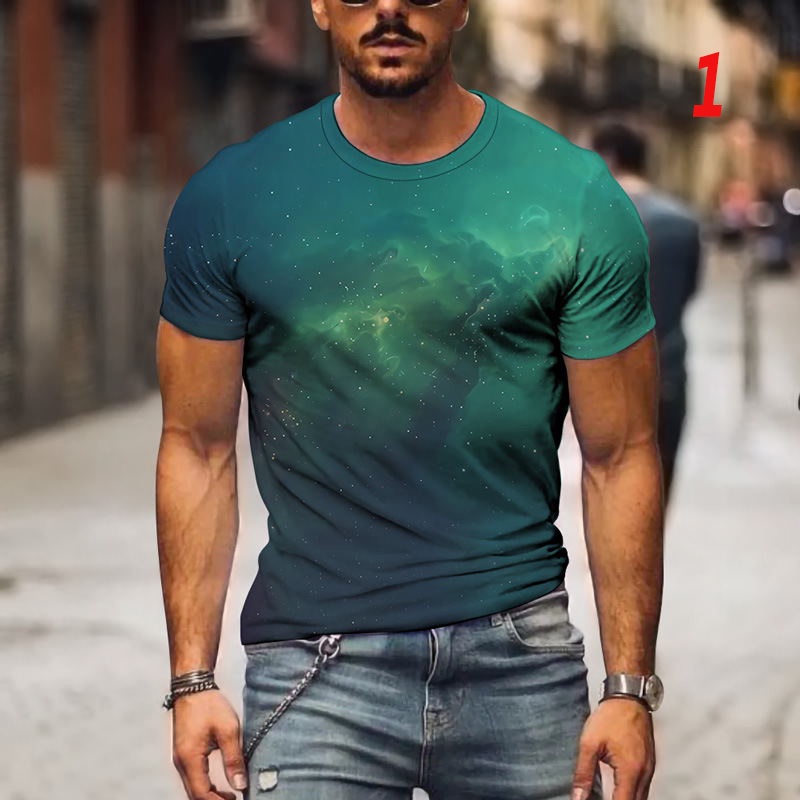 Áo thun nam ngắn tay in hình bầu trời sao 3D XXS-6XL
