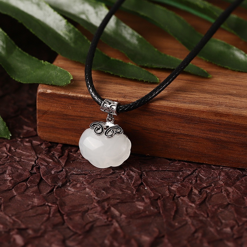 Vòng cổ Dây Da Mặt Ngọc Bích Thời Trang Cho Nữ