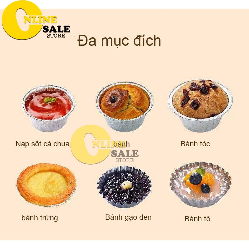 Set 100 Đế Cốc Chén Giấy Bạc Lót Khuôn Nướng Bánh tart Trứng Tiện Dụng