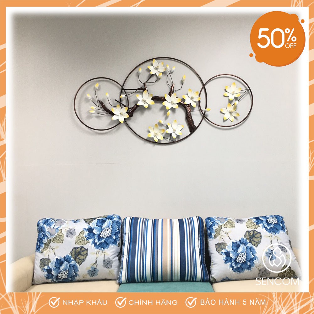 Tranh Sắt Treo Tường Nghệ Thuật, Tranh Decor Trang Trí Hoa Mai Trắng Mã C806