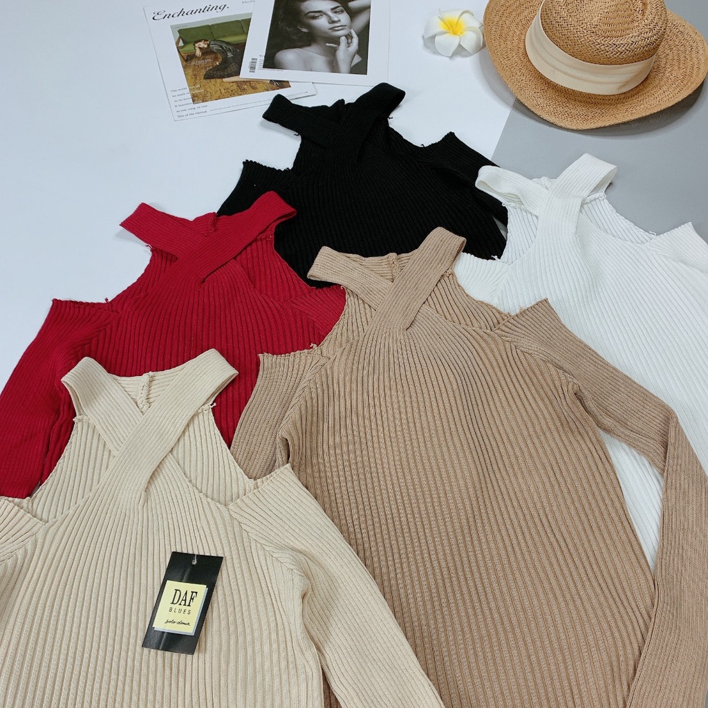 Áo Len Tay Dài Hở Vai Dáng Ôm Quyến Rũ Thời Trang Cho Nữ | BigBuy360 - bigbuy360.vn