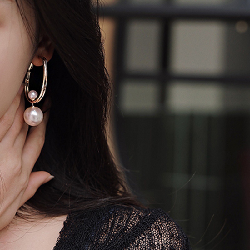 Bông Tai Tròn Đính Ngọc Trai Thời Trang Hàn Quốc