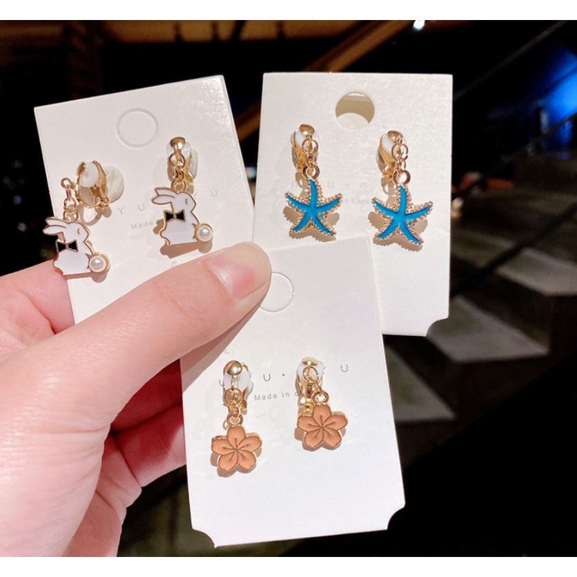 Khuyên tai cho bé kẹp KHÔNG CẦN BẤM LỖ TAI hình dáng Cartoon siêu xinh