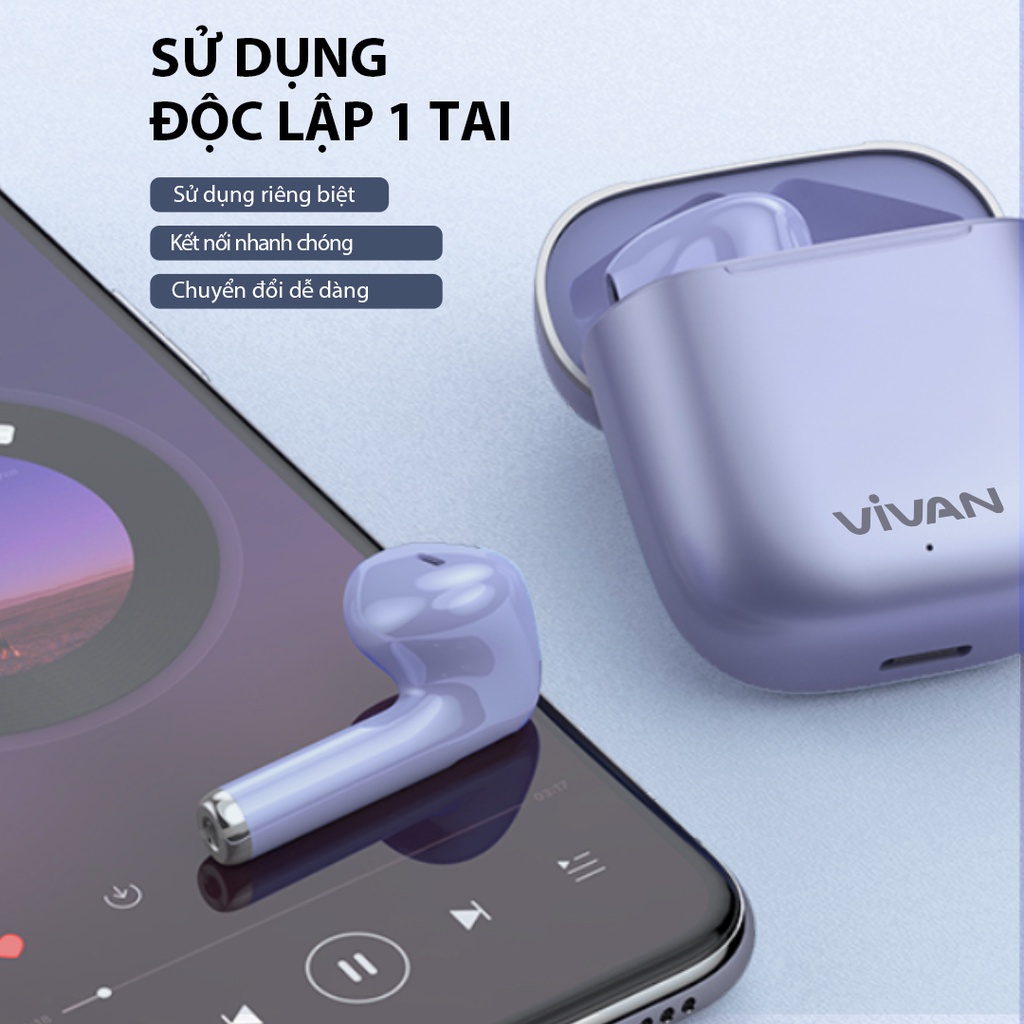 Tai Nghe Bluetooth VIVAN Liberty T220 Playtime Đến 28H Chống Nước Hàng Chính Hãng Bảo Hành 12 Tháng