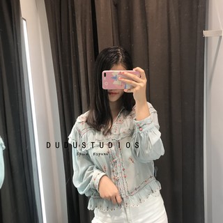Áo voan thêu hoa dài tay