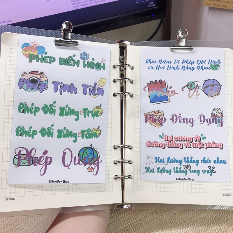 Stiker toán 11, nhãn dán môn học toán học lớp 11 có keo dán. BOMBON Shop