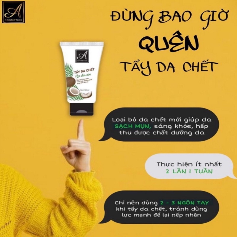 tẩy da chết sợi dừa non A Cosmetics cho da mặt 50ml ( ko hộp )