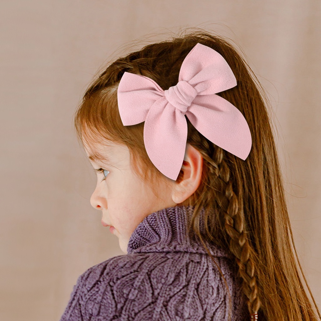 RainBow Bows 1 Kẹp Tóc Nơ To 5.1Inch Màu Trơn Xinh Xắn Cho Bé Gái