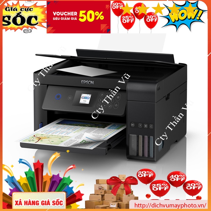 Máy in phun màu đa năng khổ A4 Epson L4160 in màu copy scan Duplex có in 2 mặt kholinhkienmayin