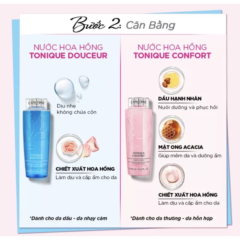 Nước hoa hồng Lancome tonique confort và tonique douceur mini