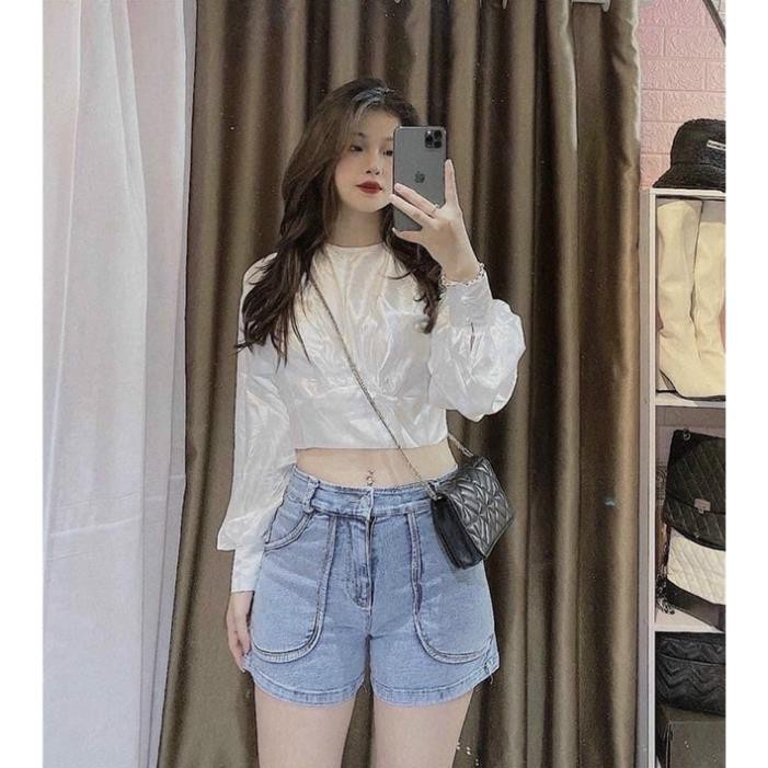 [SupperSale] Quần Short Bò 2 Túi Cạp Cao Chất Co Dãn