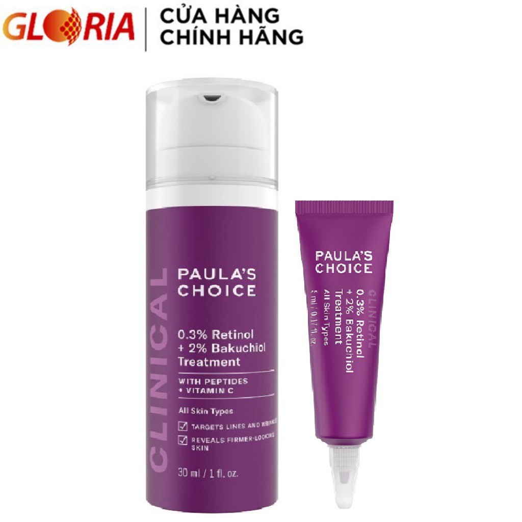 Tinh Chất Chống Lão Hóa Từ Retinol Và Bakuchiol Paula's Choice Clinical 0.3% Retinol + 2% Bakuchiol 5ml Và 30ml