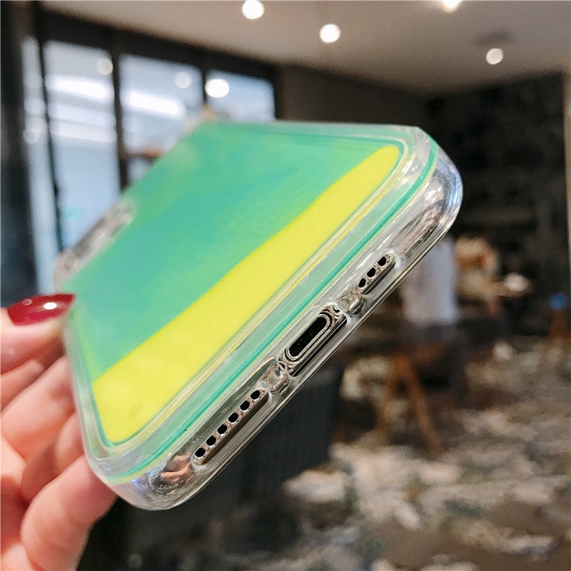Ốp điện thoại cát neon lấp lánh phát sáng sang trọng thích hợp cho iPhone 14 13 12 11 Pro Max XS XR 8 Plus