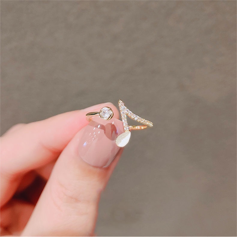 Nhẫn Hở Đính Đá Mắt Mèo Giả Thiết Kế Sang Trọng Với Thiết Kế Nhật Bản Cao Cấp