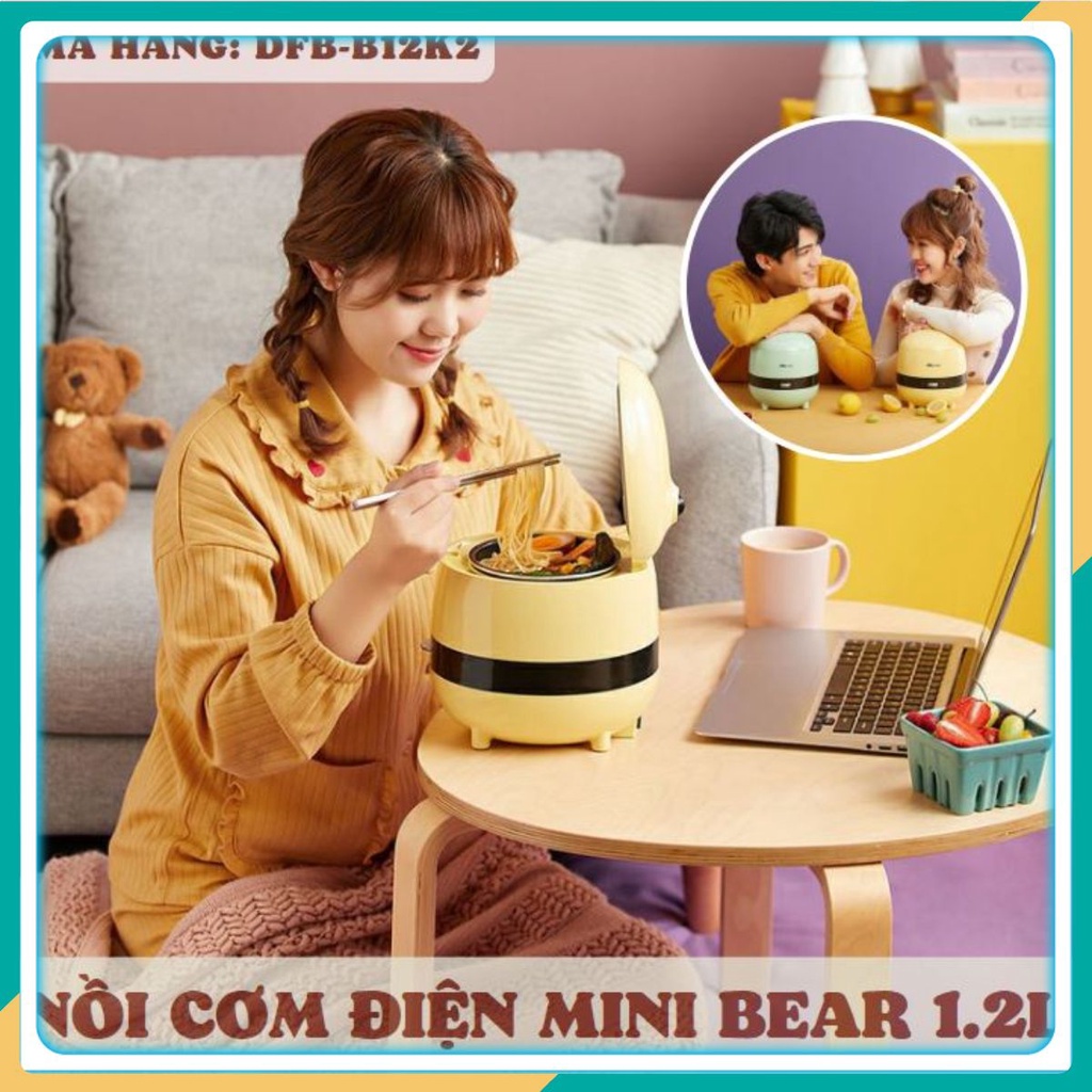 Nồi Cơm Điện Mini Đa Năng Bear 1.2L, 220V - Nhỏ gọn, tiện lợi - LB259212