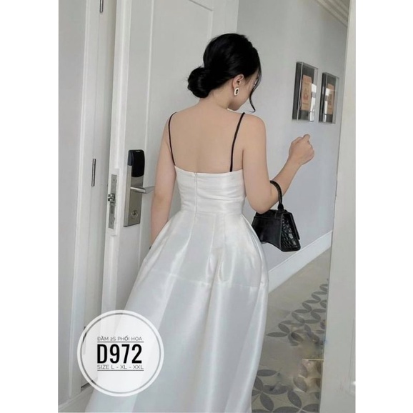 Đầm big size đầm hai dây phối hoa siêu đẹp sang từ 60kg-90kg