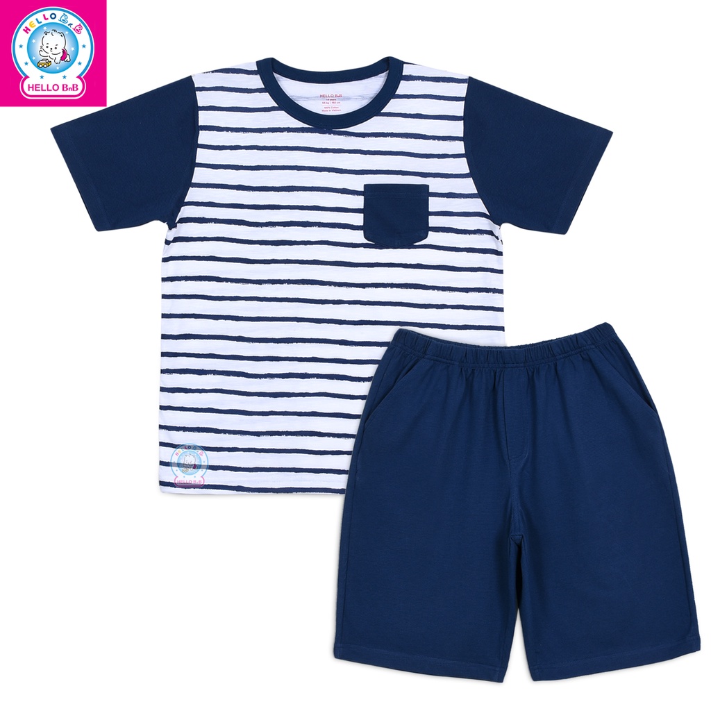 Bộ T-shirt cổ tròn sọc BN1484 - Hello B&amp;B