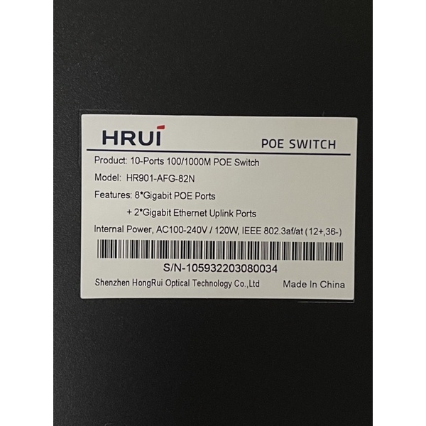 Swtich poe 10 cổng HRUI 100/1000Mbps