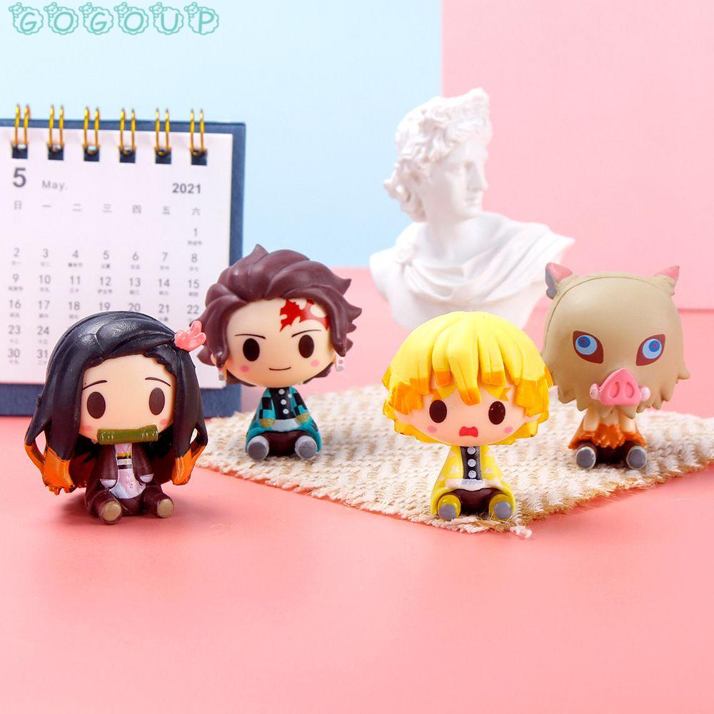 Set 4 Mô Hình Nhân Vật Hoạt Hình Kamado Tanjirou Demon Slayer Kimetsu No Yaiba Kamado Nezuko Agatsuma Mini Dễ Thương