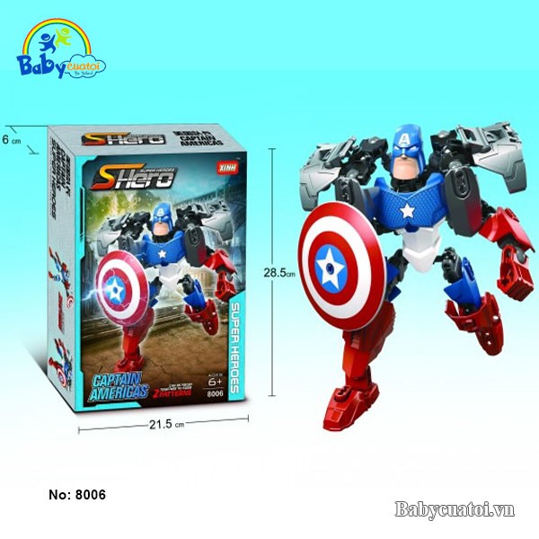 Đồ chơi Xếp hình đội trưởng Mỹ bản lĩnh Captain America 8006