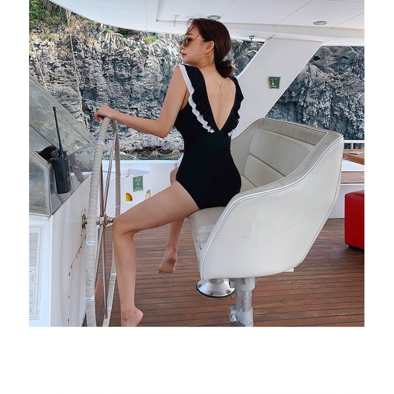 (M7) BIKINI uzzlang hàn quốc 1 mảnh ren ngực đen trắng | BigBuy360 - bigbuy360.vn