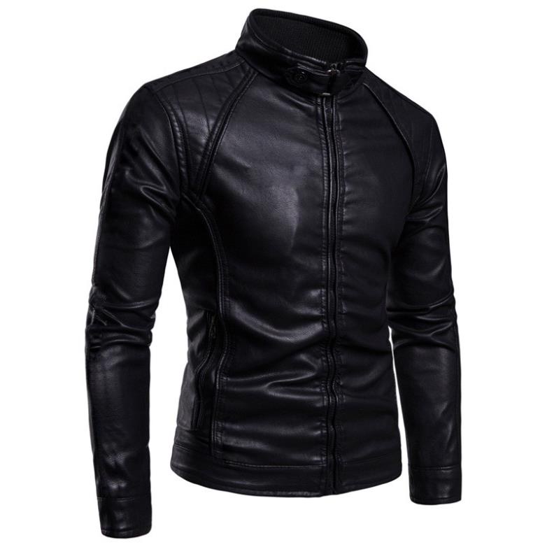 Áo khoát da lót lông cổ cài đẹp siêu hot-A1011