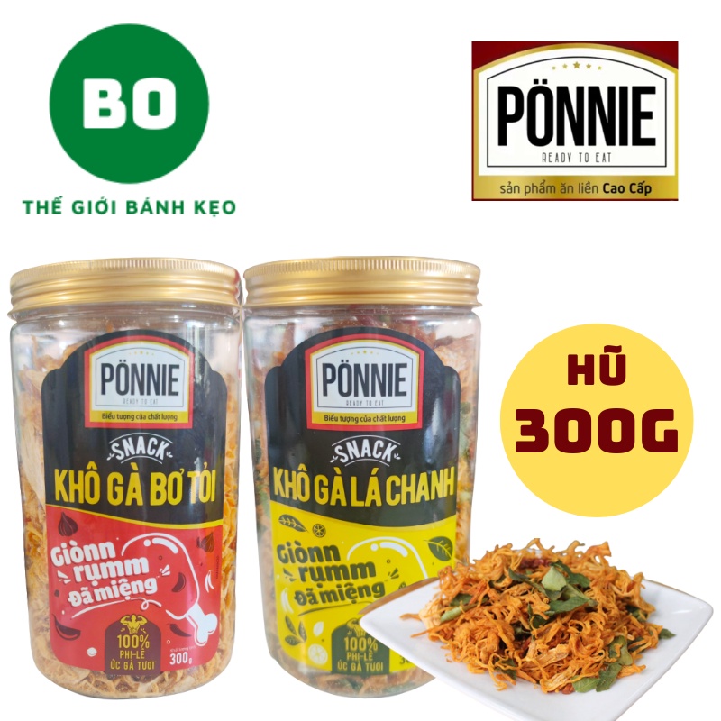 Snack Khô Gà PONNIE Vị Lá Chanh - Bơ Tỏi  Khô Gà Lá Chanh - Khô Gà Bơ Tỏi
