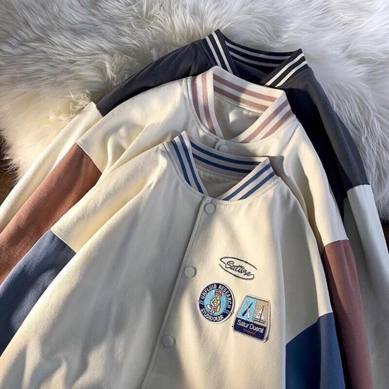 Áo Khoác Bóng Chày, Áo Bomber Nhung Logo Kiểu Dáng Hàn Quốc Form Rộng Trẻ Trung Năng Động(Hàng Sẵn)