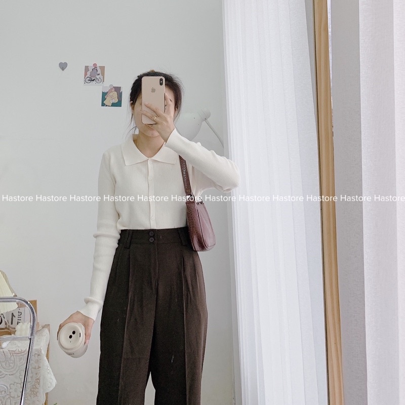 Áo len cài cúc cổ polo xuất Hàn